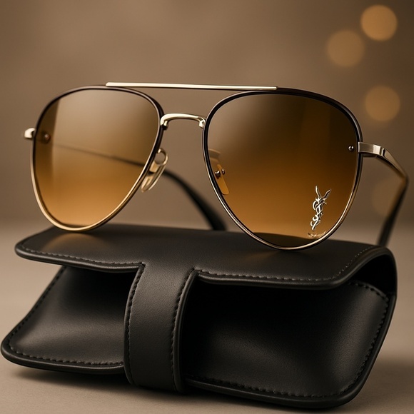 Saint Laurent Accessories - SAINT LAURENT Women's 63MM Aviator Sunglasses Brown Silver NWT